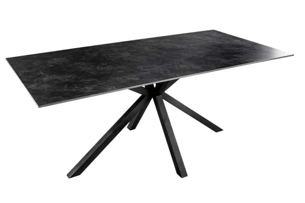 Riess-Ambiente Esstische > Moderner Esstisch GALAXIE 160cm anthrazit Keramik schwarz Metall Sterngestell