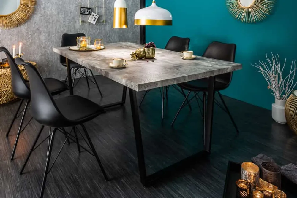 Riess-Ambiente Industrial Loft|Esstische > Moderner Esstisch LOFT 160cm grau Beton-Design schwarze Metallbeine Kufengestell Industrial