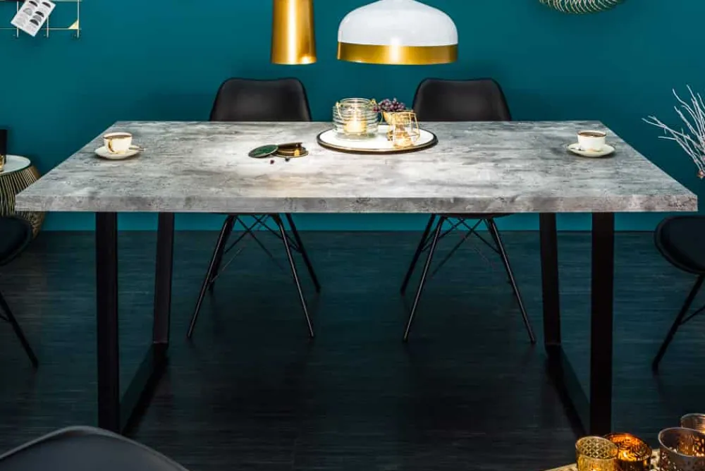 Riess-Ambiente Industrial Loft|Esstische > Moderner Esstisch LOFT 160cm grau Beton-Design schwarze Metallbeine Kufengestell Industrial