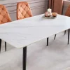 Riess-Ambiente Esstische > Moderner Esstisch MILANO 120cm weiß Keramik schwarze Metallbeine
