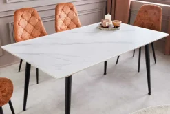 Riess-Ambiente Esstische > Moderner Esstisch MILANO 120cm weiß Keramik schwarze Metallbeine