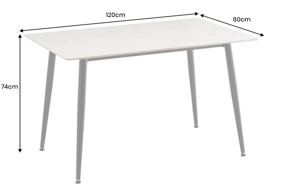 Riess-Ambiente Esstische > Moderner Esstisch MILANO 120cm weiß Keramik schwarze Metallbeine
