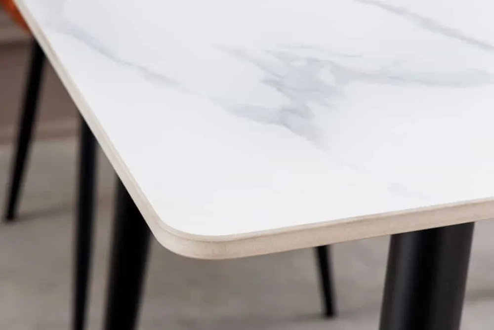 Riess-Ambiente Esstische > Moderner Esstisch MILANO 120cm weiß Keramik schwarze Metallbeine