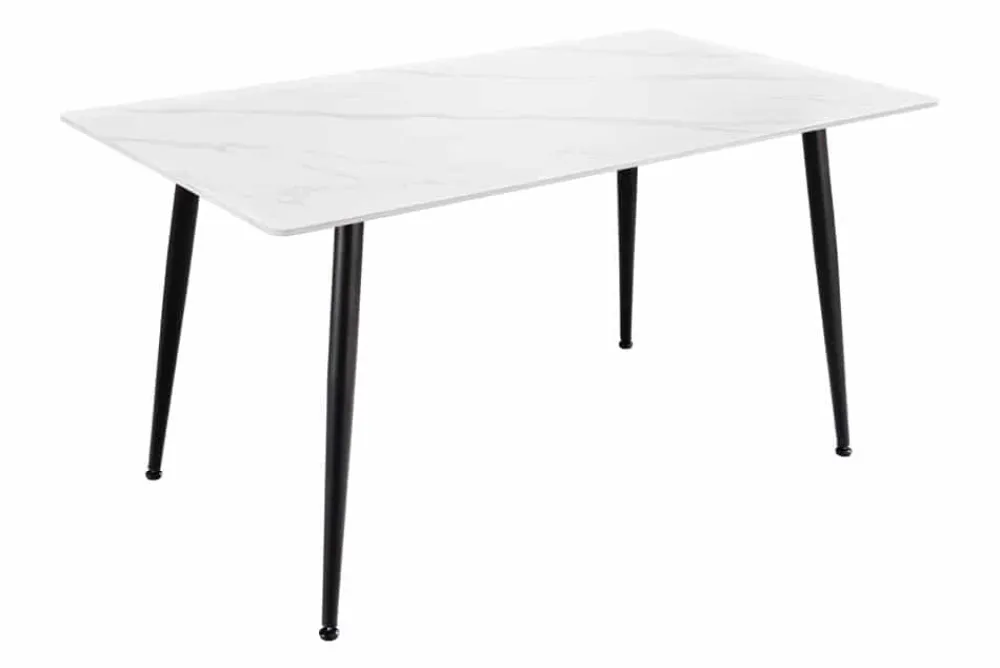 Riess-Ambiente Esstische > Moderner Esstisch MILANO 140cm weiß Keramik schwarze Metallbeine