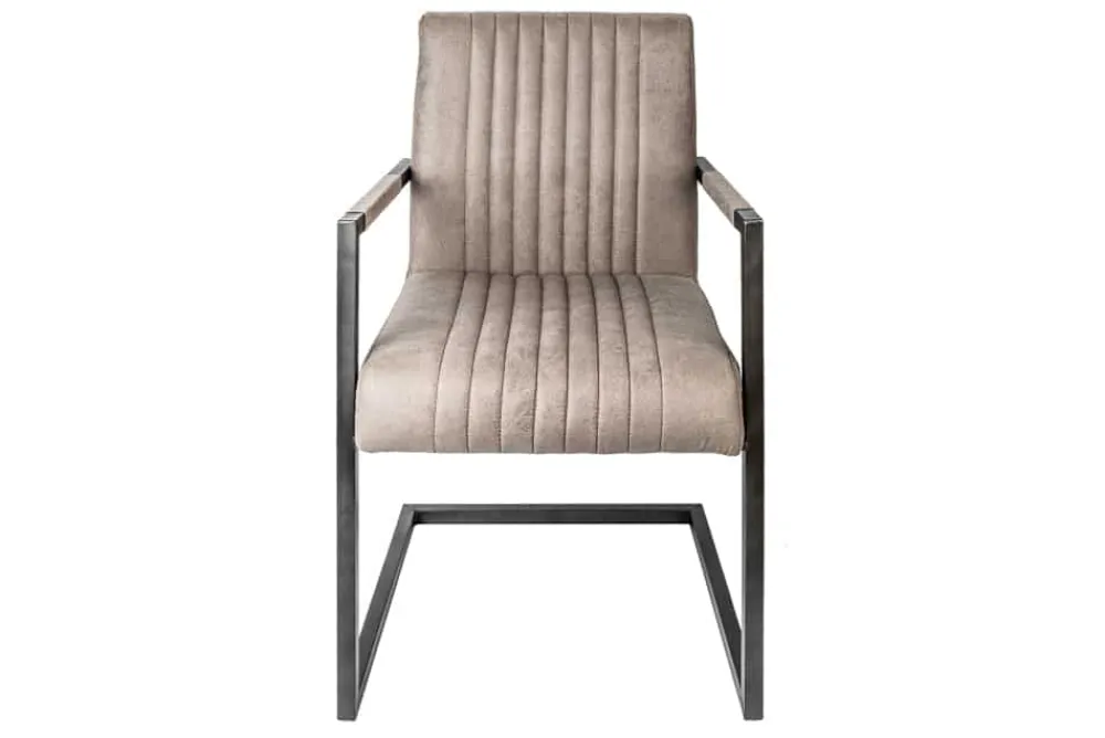 Riess-Ambiente Freischwinger|Industrial Loft > Moderner Freischwinger Armlehnenstuhl BIG ASTON taupe Taschenfederkern Eisengestell