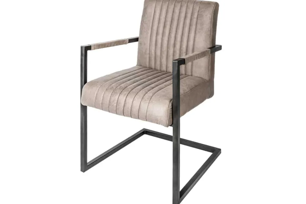 Riess-Ambiente Freischwinger|Industrial Loft > Moderner Freischwinger Armlehnenstuhl BIG ASTON taupe Taschenfederkern Eisengestell