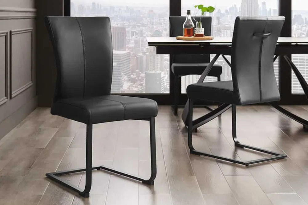 Riess-Ambiente Freischwinger|Industrial Loft > Moderner Freischwinger SAMSON schwarz Echtleder Metallrahmen mit Komfortgriff