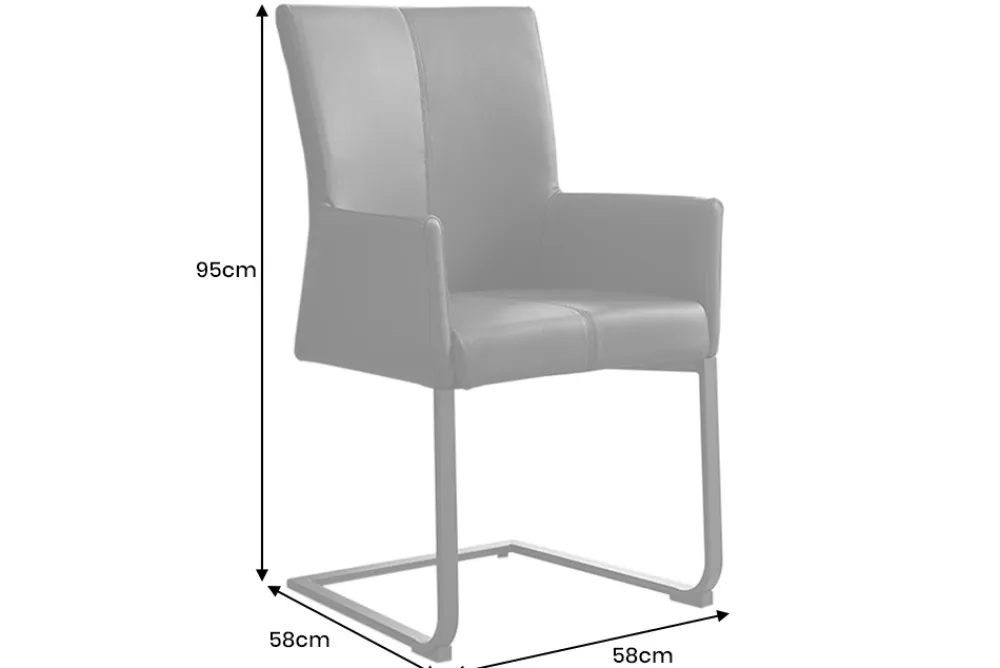 Riess-Ambiente Freischwinger|Industrial Loft > Moderner Freischwinger SAMSON schwarz Echtleder mit Armlehne und Metallrahmen