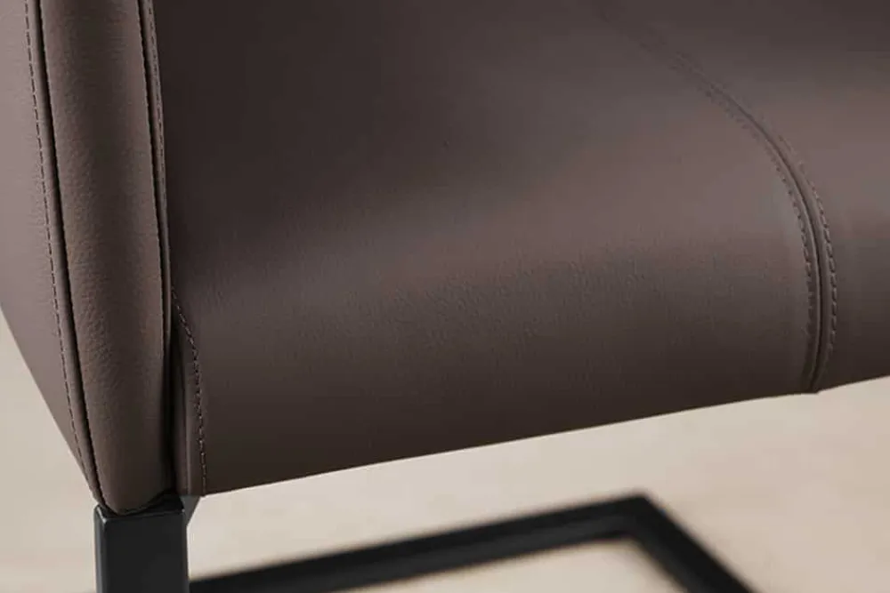 Riess-Ambiente Freischwinger|Industrial Loft > Moderner Freischwinger SAMSON taupe grau Echtleder mit Armlehnen und Metallrahmen