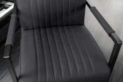 Riess-Ambiente Freischwinger|Stühle > Moderner Freischwinger Stuhl BIG ASTON Echtleder schwarz Taschenfederkern Metall