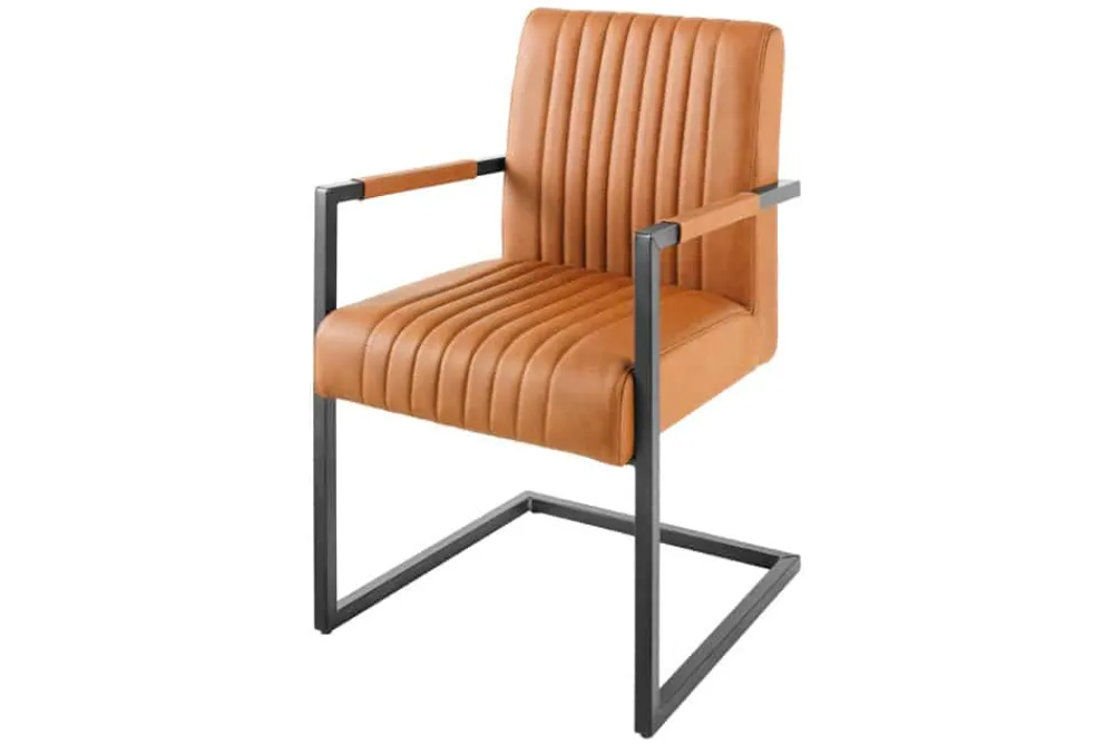 Riess-Ambiente Freischwinger|Stühle > Moderner Freischwinger Stuhl BIG ASTON Echtleder vintage cognac Taschenfederkern Metall