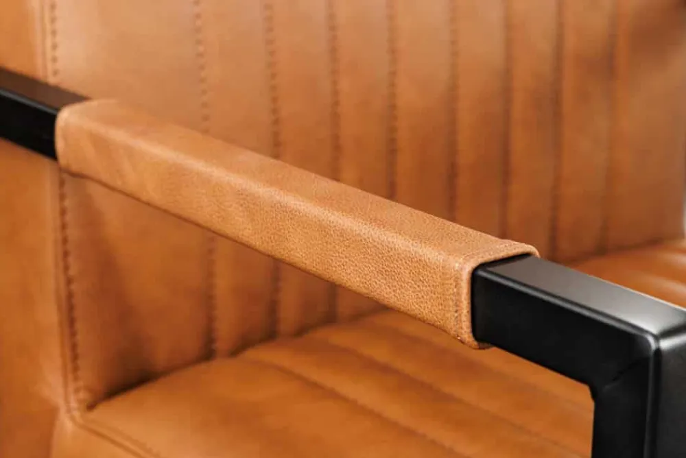 Riess-Ambiente Freischwinger|Stühle > Moderner Freischwinger Stuhl BIG ASTON Echtleder vintage cognac Taschenfederkern Metall