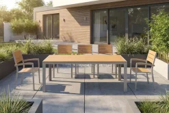 Riess-Ambiente Gartentische > Moderner Gartentisch DESIGNO 205cm natur greige Aluminium wetterfest Outdoor-Esstisch