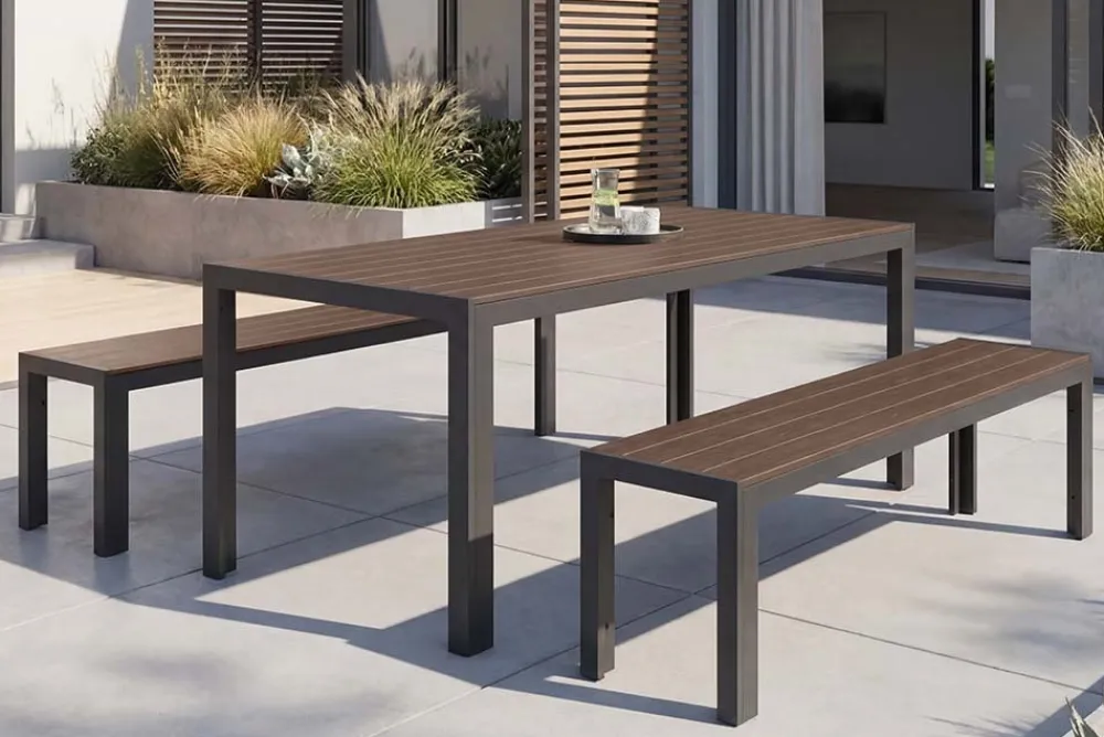 Riess-Ambiente Gartentische > Moderner Gartentisch DESIGNO 205cm dunkelbraun schwarz Aluminium wetterfest