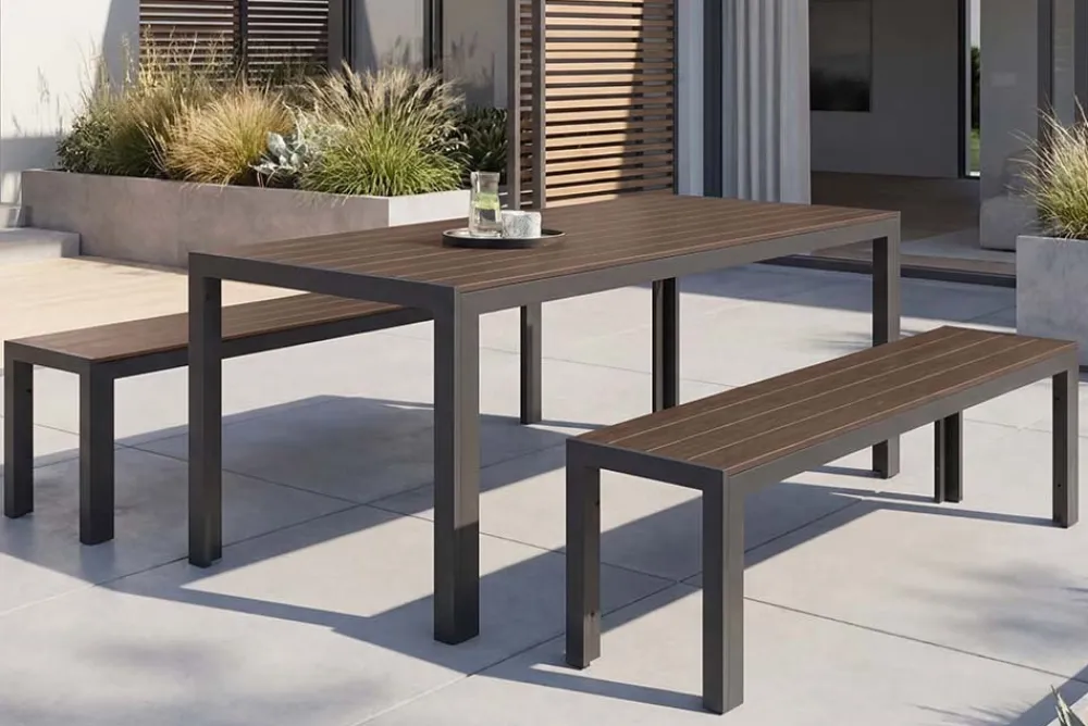 Riess-Ambiente Gartentische > Moderner Gartentisch DESIGNO 205cm dunkelbraun schwarz Aluminium wetterfest