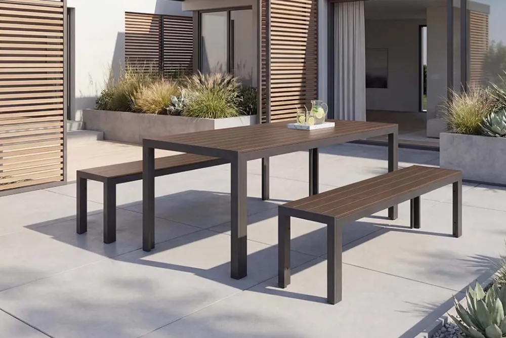 Riess-Ambiente Gartentische > Moderner Gartentisch DESIGNO 205cm dunkelbraun schwarz Aluminium wetterfest