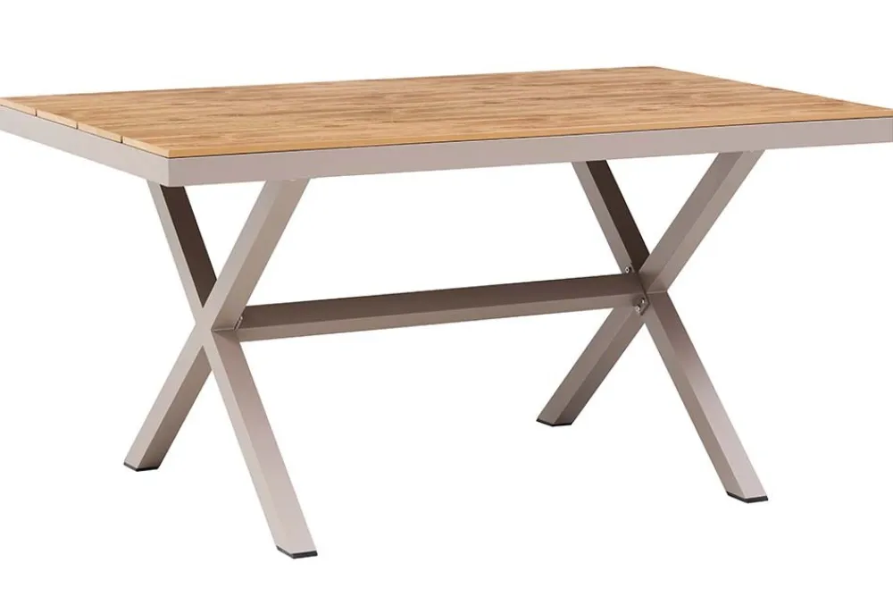 Riess-Ambiente Gartentische > Moderner Gartentisch DESIGNO 150cm natur greige Aluminium wetterfest X-Gestell