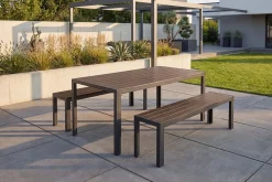 Riess-Ambiente Skandinavisch|Esstische > Moderner Gartentisch DESIGNO 150cm dunkelbraun schwarz Aluminium wetterfest
