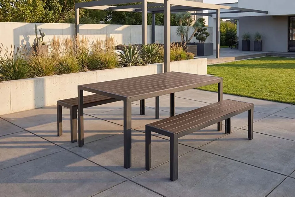 Riess-Ambiente Skandinavisch|Esstische > Moderner Gartentisch DESIGNO 150cm dunkelbraun schwarz Aluminium wetterfest