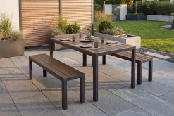 Riess-Ambiente Skandinavisch|Esstische > Moderner Gartentisch DESIGNO 150cm dunkelbraun schwarz Aluminium wetterfest