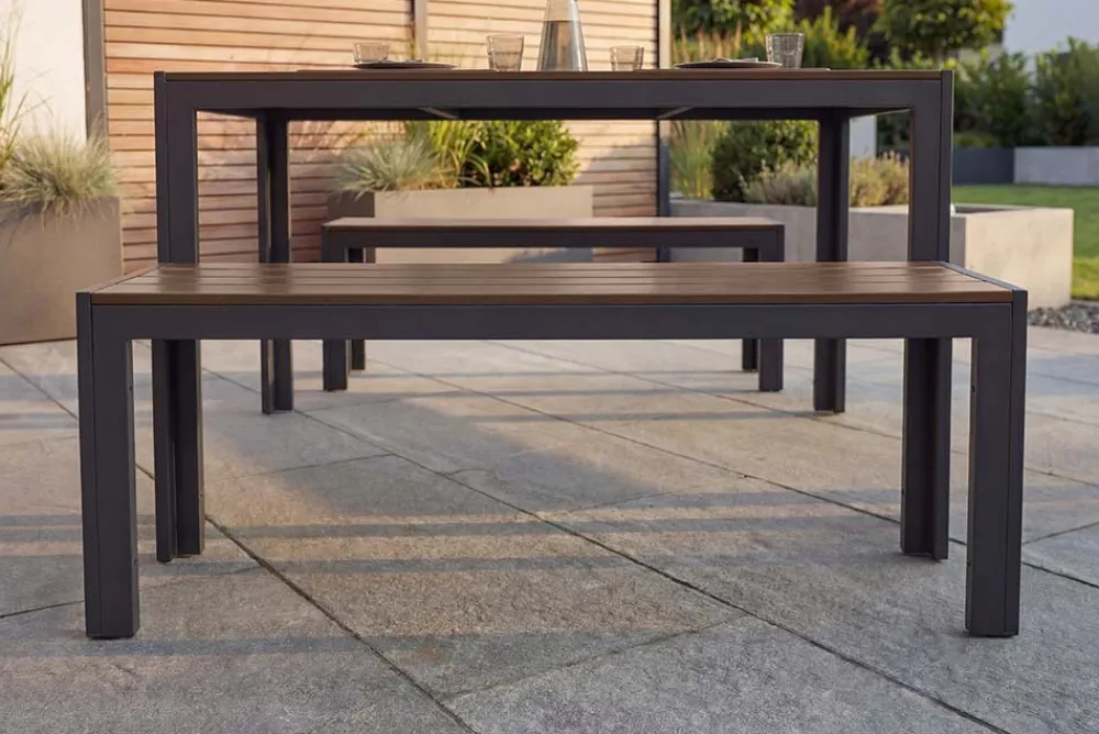 Riess-Ambiente Skandinavisch|Esstische > Moderner Gartentisch DESIGNO 150cm dunkelbraun schwarz Aluminium wetterfest