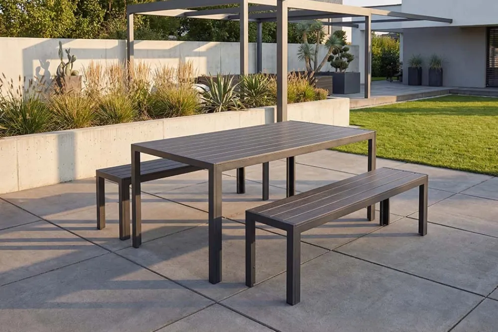 Riess-Ambiente Esstische|Gartentische > Moderner Gartentisch DESIGNO 150cm anthrazit schwarz Aluminium wetterfest Outdoor Esstisch