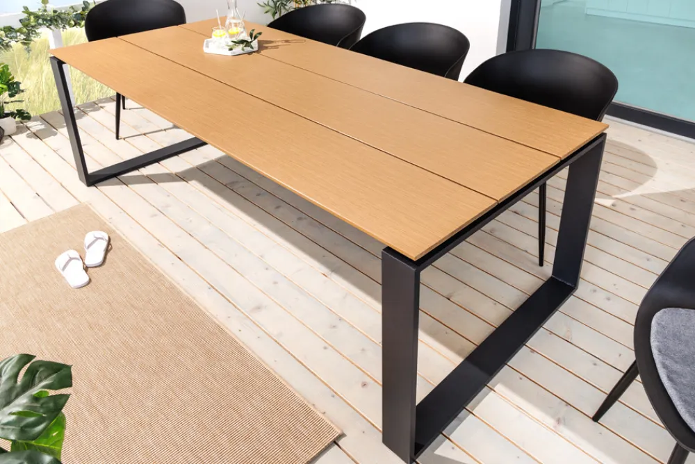 Riess-Ambiente Industrial Loft|Esstische > Moderner Gartentisch FLOATING 210cm natur schwarz Aluminium wetterfest Outdoor Esstisch