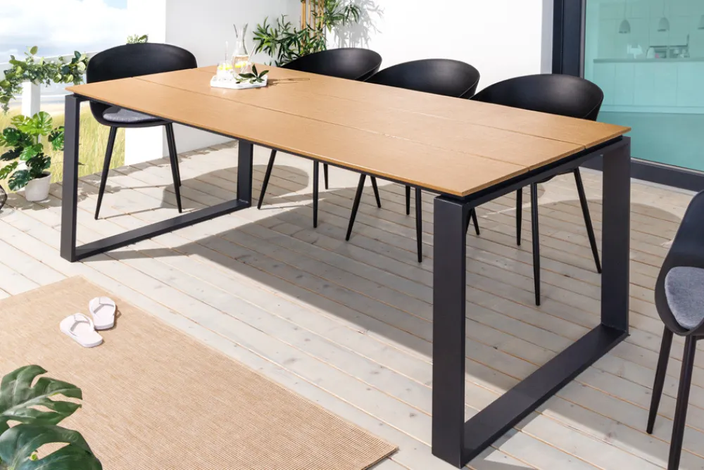 Riess-Ambiente Industrial Loft|Esstische > Moderner Gartentisch FLOATING 210cm natur schwarz Aluminium wetterfest Outdoor Esstisch