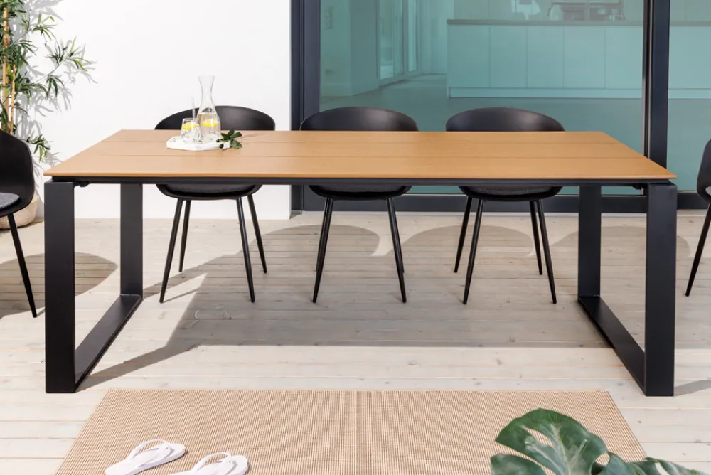 Riess-Ambiente Industrial Loft|Esstische > Moderner Gartentisch FLOATING 210cm natur schwarz Aluminium wetterfest Outdoor Esstisch