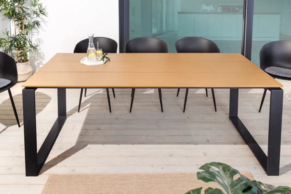 Riess-Ambiente Industrial Loft|Esstische > Moderner Gartentisch FLOATING 210cm natur schwarz Aluminium wetterfest Outdoor Esstisch