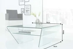 Riess-Ambiente Couchtische & Truhen > Moderner Glas Couchtisch FANTOME 70cm Trapez mit Ablage transparent