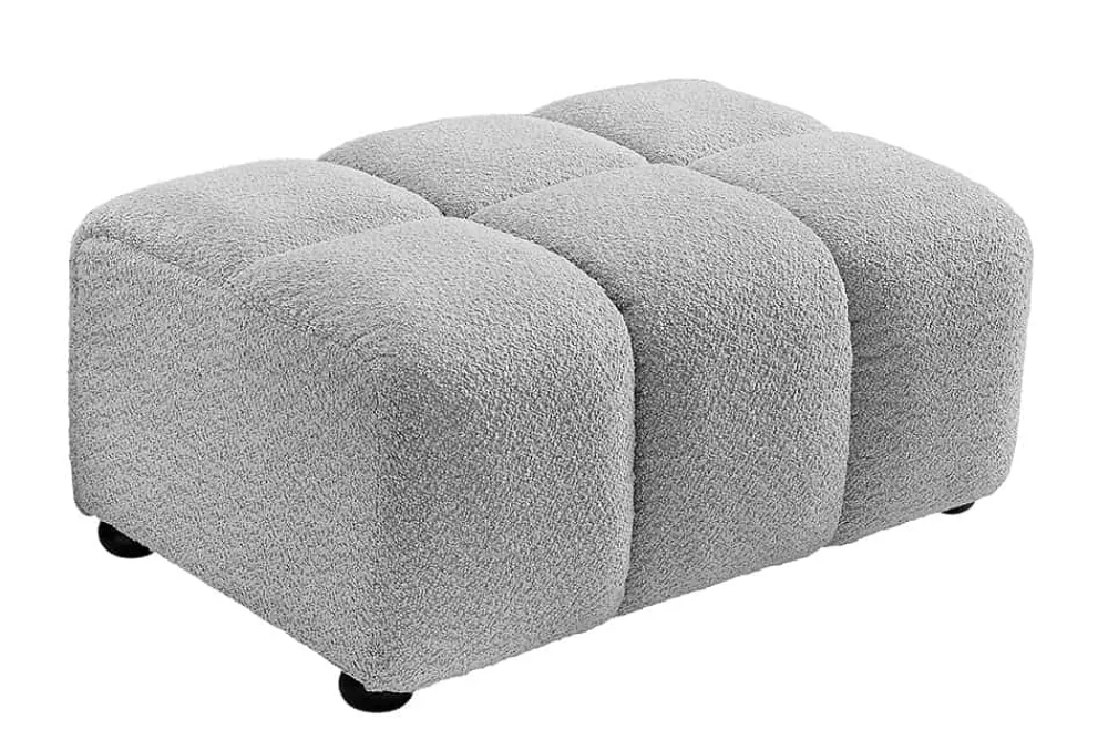 Riess-Ambiente Polsterhocker|Sitzhocker > Moderner Hocker CLOUD 100cm grau Bouclé Federkern Fußhocker Sitzhocker