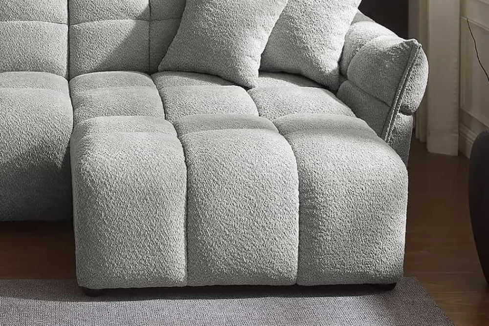 Riess-Ambiente Polsterhocker|Sitzhocker > Moderner Hocker CLOUD 100cm grau Bouclé Federkern Fußhocker Sitzhocker