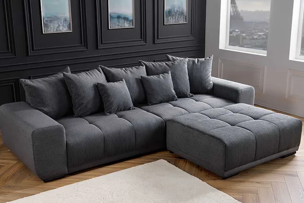 Riess-Ambiente Polsterhocker|Sitzhocker > Moderner Hocker ELEGANCIA 110cm anthrazit Cord Fußhocker Sitzhocker