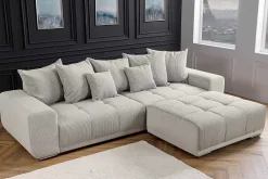 Riess-Ambiente Polsterhocker|Sitzhocker > Moderner Hocker ELEGANCIA 110cm champagner beige Cord Fußhocker Sitzhocker