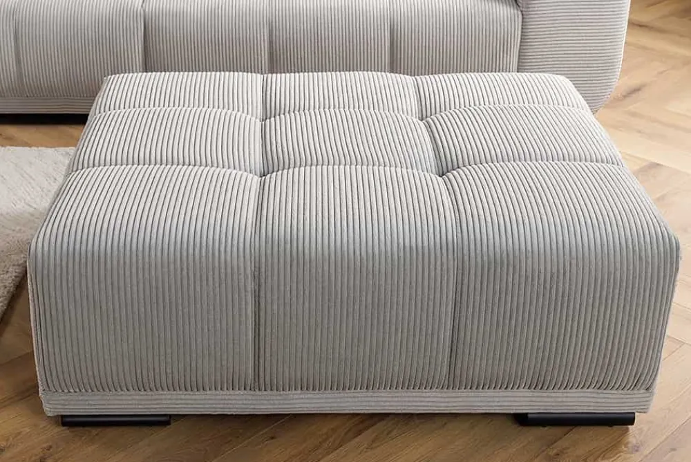 Riess-Ambiente Polsterhocker|Sitzhocker > Moderner Hocker ELEGANCIA 110cm champagner beige Cord Fußhocker Sitzhocker