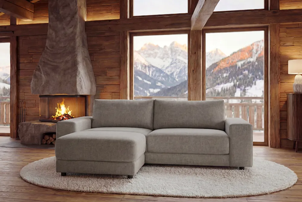 Riess-Ambiente Polsterhocker > Moderner Hocker LOFT 75cm taupe Vogue Velours Samt Nosagfederung Taschenfederkern