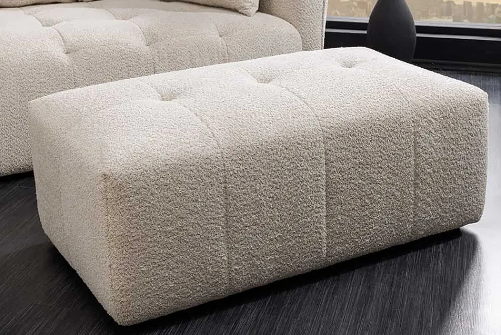 Riess-Ambiente Polsterhocker|Sitzhocker > Moderner Hocker ROYAL 120cm champagner beige Bouclé Federkern Sitzhocker
