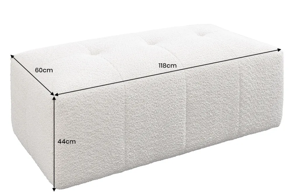 Riess-Ambiente Polsterhocker|Sitzhocker > Moderner Hocker ROYAL 120cm champagner beige Bouclé Federkern Sitzhocker