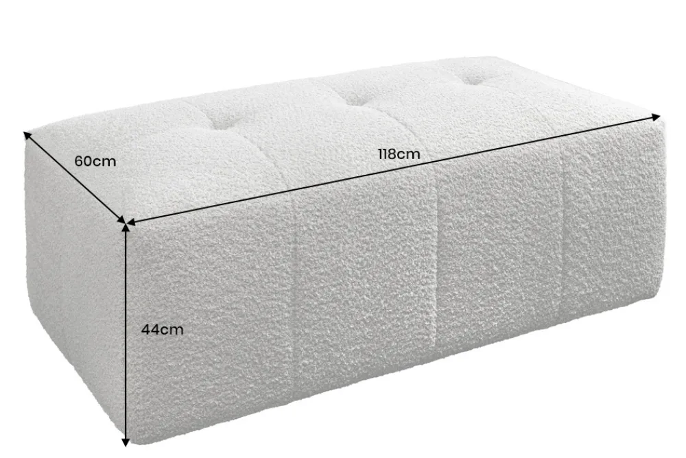 Riess-Ambiente Polsterhocker|Sitzhocker > Moderner Hocker ROYAL 120cm grau Bouclé Federkern Sitzhocker Fußhocker