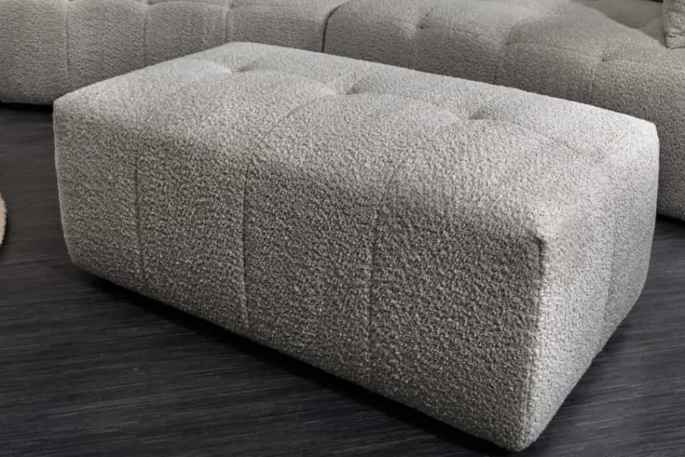 Riess-Ambiente Polsterhocker|Sitzhocker > Moderner Hocker ROYAL 120cm grau Bouclé Federkern Sitzhocker Fußhocker
