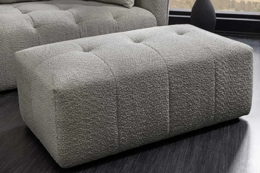 Riess-Ambiente Polsterhocker|Sitzhocker > Moderner Hocker ROYAL 120cm grau Bouclé Federkern Sitzhocker Fußhocker
