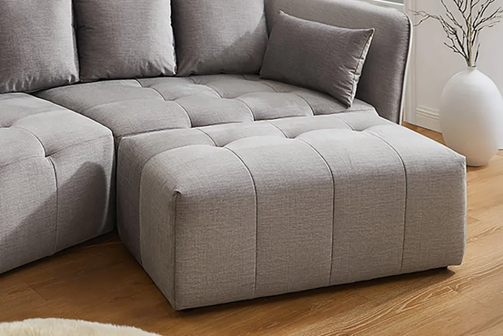 Riess-Ambiente Polsterhocker|Sitzhocker > Moderner Hocker ROYAL 120cm grau Veloursstoff Federkern Sitzhocker