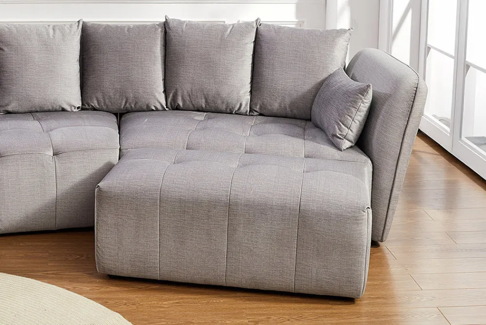 Riess-Ambiente Polsterhocker|Sitzhocker > Moderner Hocker ROYAL 120cm grau Veloursstoff Federkern Sitzhocker