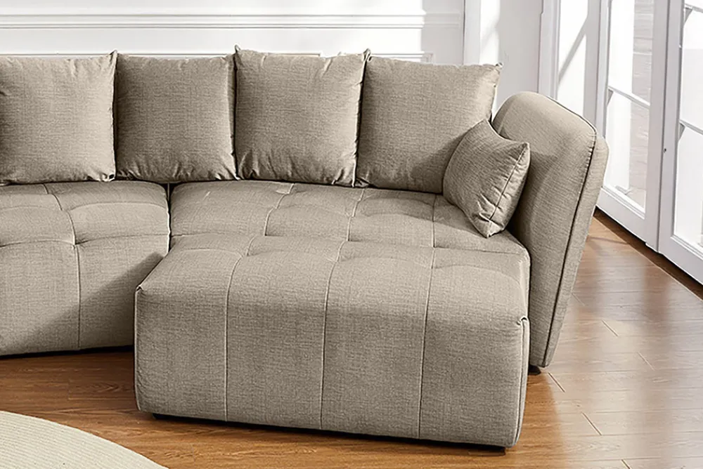 Riess-Ambiente Polsterhocker|Sitzhocker > Moderner Hocker ROYAL 120cm greige Veloursstoff Federkern Sitzhocker