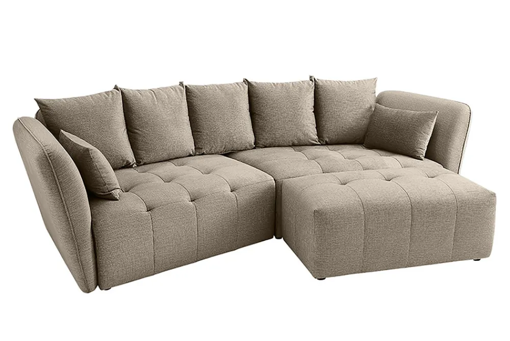 Riess-Ambiente Polsterhocker|Sitzhocker > Moderner Hocker ROYAL 120cm greige Veloursstoff Federkern Sitzhocker