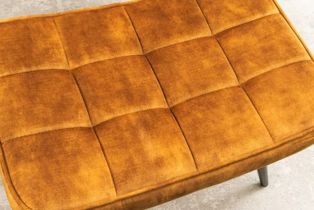 Riess-Ambiente Skandinavisch|Sessel > Moderner Hocker SCANDINAVIA senfgelb Samt schwarze Metallbeine Fußhocker