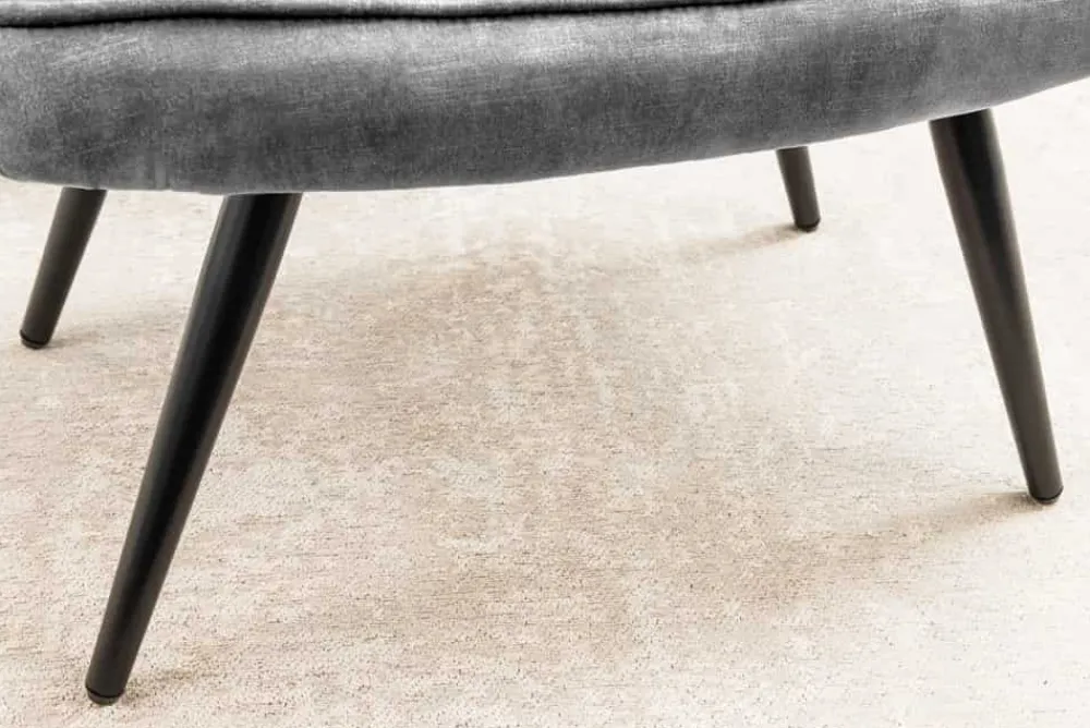 Riess-Ambiente Skandinavisch|Sessel > Moderner Hocker SCANDINAVIA grau Samt schwarze Metallbeine Fußhocker