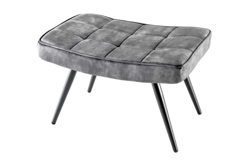 Riess-Ambiente Skandinavisch|Sessel > Moderner Hocker SCANDINAVIA grau Samt schwarze Metallbeine Fußhocker