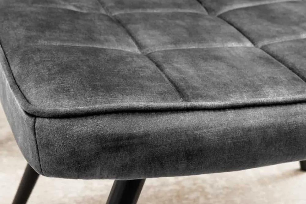 Riess-Ambiente Skandinavisch|Sessel > Moderner Hocker SCANDINAVIA grau Samt schwarze Metallbeine Fußhocker